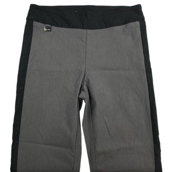 Lisette L Montreal Pull On Striped Straight Slim Pants Sz 8 Black Gray - Picture 2 of 6